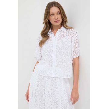 MICHAEL Michael Kors camasa femei, culoarea alb, cu guler clasic, relaxed