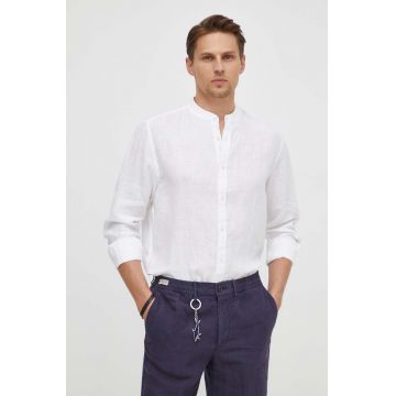 North Sails camasa de in culoarea alb, cu guler stand-up, regular, 664301