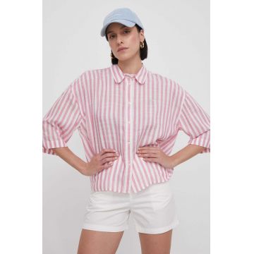 North Sails camasa femei, culoarea roz, cu guler clasic, relaxed, 065387