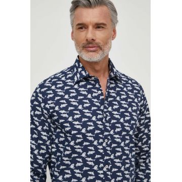 Paul&Shark camasa din bumbac barbati, culoarea albastru marin, cu guler clasic, regular, 24413017CF