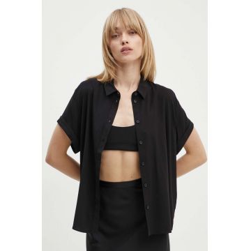Samsoe Samsoe camasa femei, culoarea negru, cu guler clasic, regular