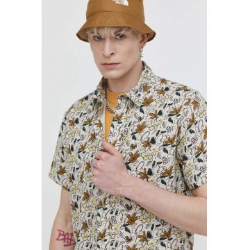 Solid camasa de in culoarea bej, cu guler clasic, regular