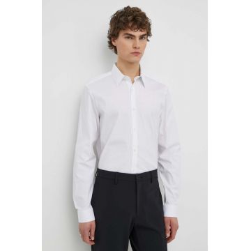 Theory camasa barbati, culoarea alb, cu guler clasic, regular