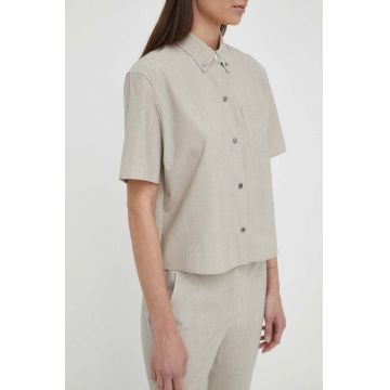 Theory camasa de lana culoarea bej, cu guler clasic, regular