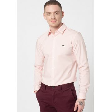 Camasa slim fit cu logo brodat pe piept