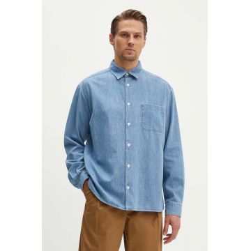 A.P.C. camasa jeans chemise math barbati, cu guler clasic, relaxed, COGXX-H12584