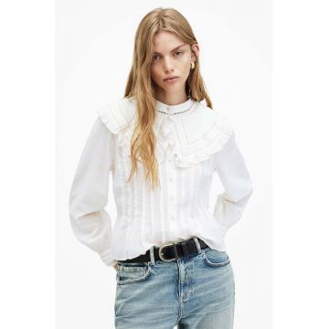 AllSaints camasa OLEA TOP femei, culoarea alb, cu guler clasic, slim, WM506Z