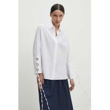 Answear Lab camasa din bumbac femei, culoarea alb, cu guler clasic, relaxed