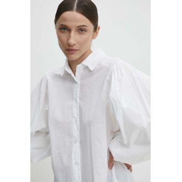 Answear Lab camasa din bumbac femei, culoarea alb, cu guler clasic, relaxed