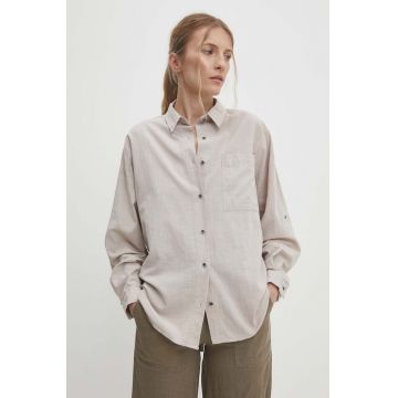 Answear Lab camasa din bumbac femei, culoarea bej, cu guler clasic, relaxed
