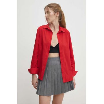 Answear Lab camasa din bumbac femei, culoarea rosu, cu guler clasic, regular