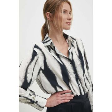 Answear Lab camasa femei, culoarea gri, cu guler clasic, relaxed