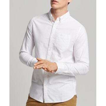 Camasa cu maneca lunga si buzunare, alb, barbati, SuperDry