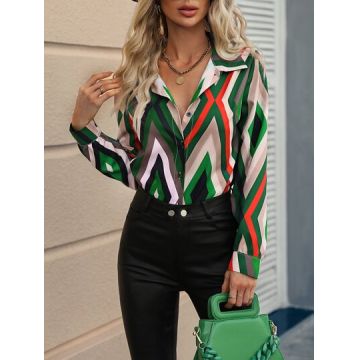 Camasa cu nasturi si imprimeu, multicolor, dama