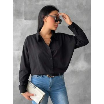 Camasa oversized cu nasturi, negru, dama, Shein
