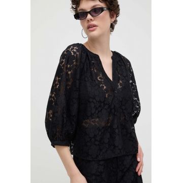 Desigual camasa DHARMA femei, culoarea negru, 24SWBW02