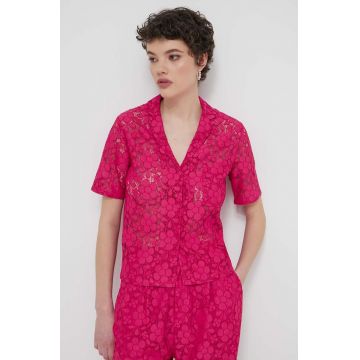 Desigual camasa SIENA femei, culoarea roz, cu guler clasic, relaxed, 24SWCW30