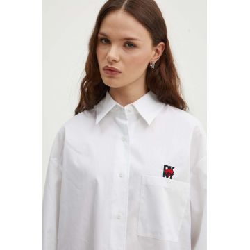 Dkny camasa din bumbac HEART OF NY femei, culoarea alb, cu guler clasic, relaxed, D2B4A103