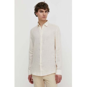 Drykorn camasa de in RAMIS culoarea bej, cu guler clasic, relaxed, 126004 47350