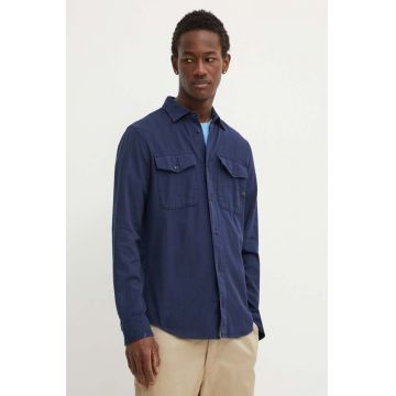 G-Star Raw camasa din bumbac barbati, culoarea albastru marin, cu guler clasic, regular