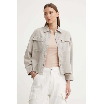 G-Star Raw camasa din bumbac femei, culoarea bej, cu guler clasic, relaxed, D24593-D454