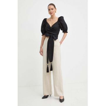 Luisa Spagnoli camasa de in RUNWAY COLLECTION culoarea negru, slim, 541141