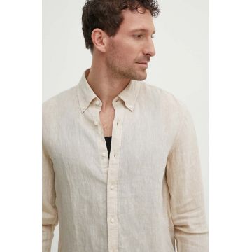 Michael Kors camasa de in culoarea bej, cu guler button-down, slim