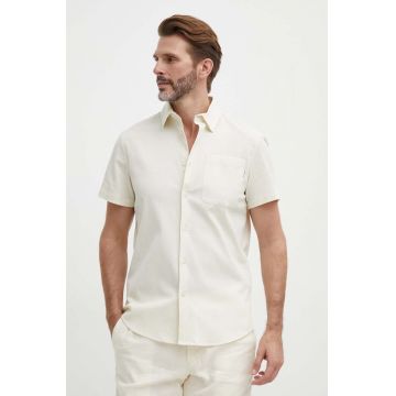 Pepe Jeans camasa PYKE barbati, culoarea bej, cu guler clasic, regular, PM308495