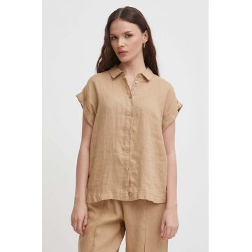 United Colors of Benetton camasa de in culoarea bej, cu guler clasic, regular