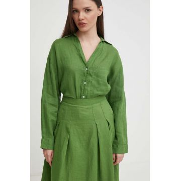 United Colors of Benetton camasa de in culoarea verde, cu guler clasic, relaxed