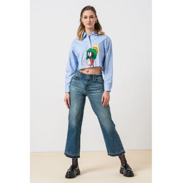 Camasa crop cu broderie Pat