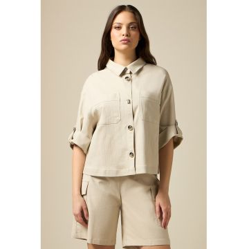 Camasa crop cu maneci cazute