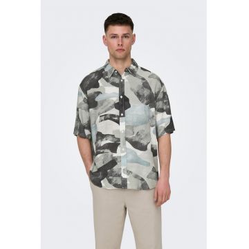 Camasa cu model camuflaj din amestec de in