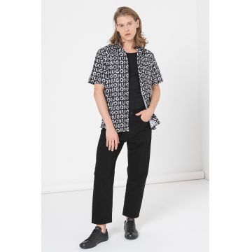 Camasa relaxed fit cu model Ellino - Alb/Negru