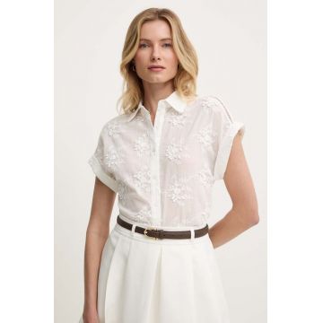 Answear Lab camasa din bumbac femei, culoarea alb, cu guler clasic, regular
