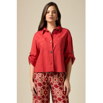 Camasa crop cu maneci cazute