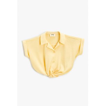 Camasa crop cu revere decupate