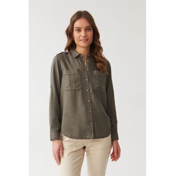 Camasa din lyocell cu buzunare pe piept Korsana - Kaki