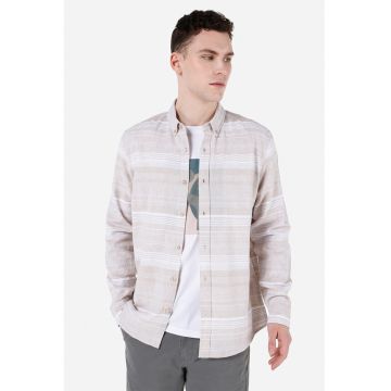 Camasa din in si bumbac cu model in dungi Camasa din in si bumbac cu model in dungi