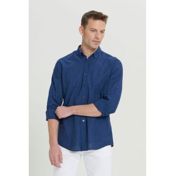 Camasa Oxford de in si bumbac - Bleumarin