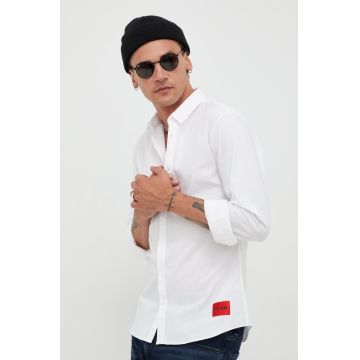 HUGO cămașă bărbați, culoarea alb, cu guler clasic, slim 50475687