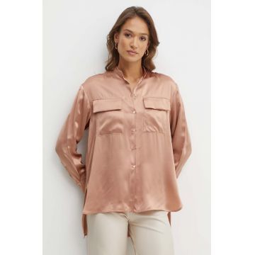 MAX&Co. camasa de matase culoarea roz, cu guler stand-up, relaxed, 2416111052200