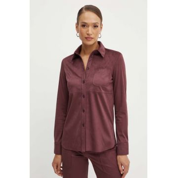 MAX&Co. camasa femei, culoarea bordo, cu guler clasic, regular, 2416911022200