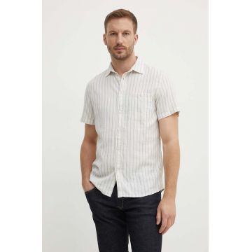 Pepe Jeans camasa din bumbac MACO barbati, culoarea bej, cu guler clasic, regular, PM308571
