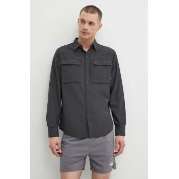 The North Face camasa Sequoia barbati, culoarea gri, cu guler clasic, regular, NF0A4T180C51