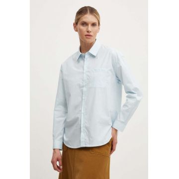 A.P.C. camasa din bumbac chemise boyfriend brodee femei, cu guler clasic, relaxed, COEVD.F12550