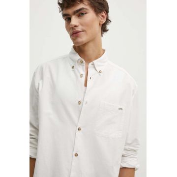 A.P.C. camasa din bumbac Chemise Mateo Logo barbati, culoarea alb, cu guler button-down, relaxed, COHAH.H12599