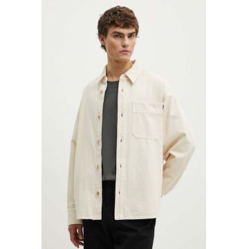 A.P.C. camasa jeans surchemise basile cavalier barbati, culoarea bej, cu guler clasic, relaxed, COGZV.H02939