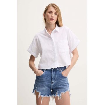 Answear Lab camasa din bumbac femei, culoarea alb, cu guler clasic, relaxed