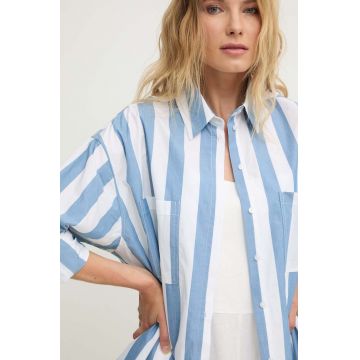 Answear Lab camasa din bumbac femei, culoarea alb, cu guler clasic, relaxed